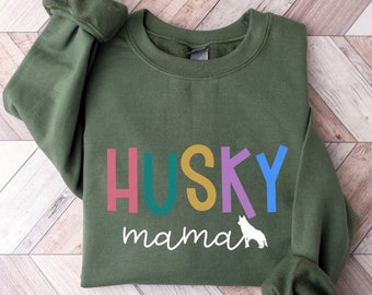 Moletom Husky Mama, moletom para mãe de cachorro, moletom para amantes de animais de estimação, suéter Husky, amantes de Husky, presente para mãe de cachorro, camisa para mãe Husky, RZ559
