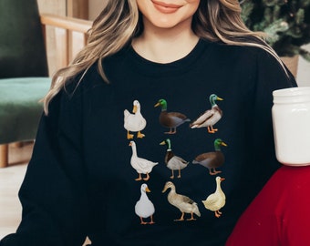 アヒルのスウェットシャツ、アヒルのTシャツ、アヒル好きへのギフト、アヒル農場、動物好きへのギフト、農家のお母さんのシャツ、ガチョウのシャツ、アヒルの品種の落書きシャツ、RZ516