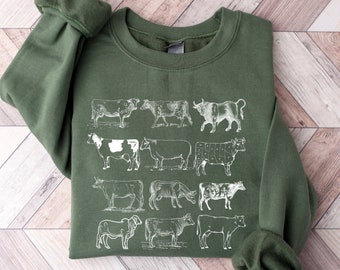 Cow Sweatshirt Gift For Farmers, Western Lover Sweatshirt, Cowboy Sweater, Cute Cowgirl Hoodie, Cow Hoodie, Funny Cow Sweatshirt,RZ307
