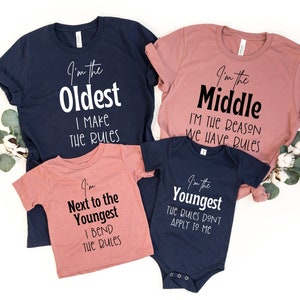 Broer en zus matching shirts, Big Brother Big Sister gift, oudste midden en jongste regels shirts, grappig familie shirt, broer broer of zus shirt voor 3,RZ200