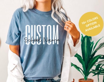 カスタムスクールシャツ、カスタム教師シャツ、教師チームシャツ、カスタムスクールスピリットTシャツ、パーソナライズされたスクールTシャツ、コンフォートカラーシャツ