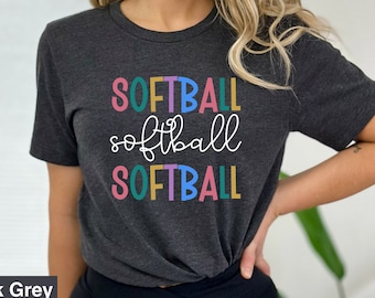 Softball Shirt for Player, Cute Softball T-Shirt for Sports Mom, Game Day Mom Shirt, Baseball Shirt, Girls Softball Tee, Softball Fan, RZ455