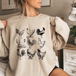 Chicken Sweatshirt, Gift For Chicken Lover, Farm Life Shirt, Farm Animal Hoodie, Chicken Lady Sweater, Funny Chicken, Love Chickens, RZ331