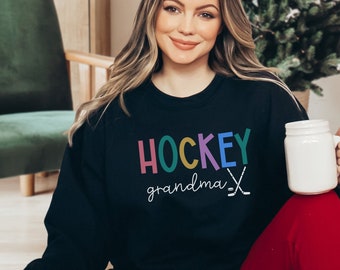 Hockey Grandma Sweatshirt, Hockey Granny Shirt, Hockey Nana Gift, Gift for Hockey Grandma, Ice Hockey Tee, Game Day Sweater, RZ489