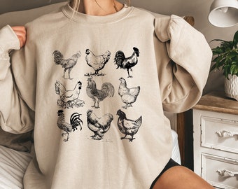 Chicken Sweatshirt, Gift For Chicken Lover, Farm Life Shirt, Farm Animal Hoodie, Chicken Lady Sweater, Funny Chicken, Love Chickens, RZ331