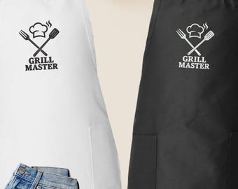 Avental bordado para mestre de churrasco, avental para churrasco com bolsos, presente ajustável para chef, presentes para churrasco para homens, E010