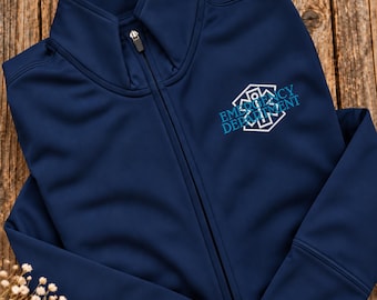 ED Emergency Department Full Zip Fleece Jacket, Embroidered Emergency Room Nurse Gift