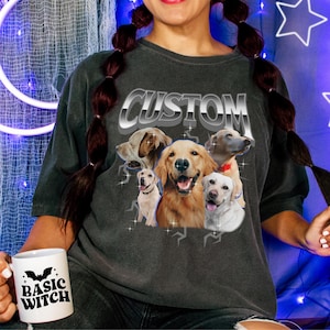 Custom Comfort Colors Vintage Bootleg Pet Shirt Pet Photo Name Custom Dog Portrait Personalized Shirt Custom T Shirts Cat Shirt 90&#39;s Tee BL2