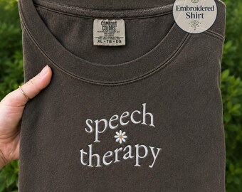 Embroidered Speech Therapy Shirt, Floral SLP Tee, Speech Pathologist Graduation Gift