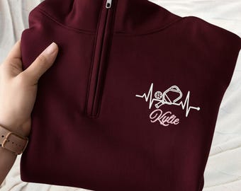 Embroidered Pickleball Quarter Zip Sweatshirt, Personalized Pickleball Team Pullover, Custom Player Gift, N025
