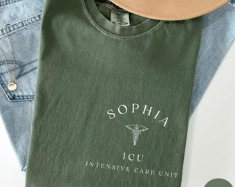 Camiseta personalizada de enfermera de UCI, regalo de unidad de cuidados intensivos, camiseta personalizada de enfermera de UCI, camiseta de enfermera, regalo de enfermera de cuidados críticos, T218