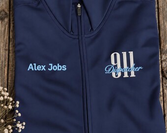 Custom Emergency Dispatcher Full Zip Jacket, Embroidered 911 Fleece Jacket Gift