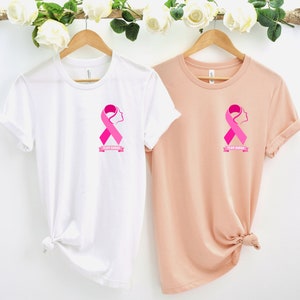 Breast Cancer Tshirt, Custom Name Pink Ribbon Shirt, Cancer Awareness T Shirt, Personalized Team Cancer T-shirt, Cancer Support Team, RZ415
