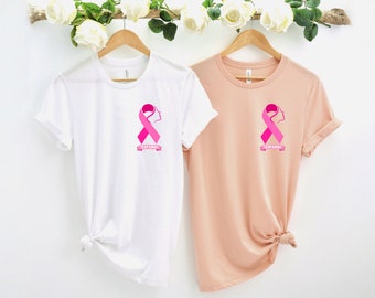 Camiseta contra câncer de mama, camisa com fita rosa com nome personalizado, camiseta de conscientização sobre o câncer, camiseta personalizada da equipe contra o câncer, equipe de apoio ao câncer, RZ415
