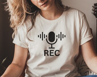 Podcaster Gift, REC Tshirt, Record T-Shirt, Birthday Gift, Record Shirt, DJ Music, Teacher Gifts, Podcast Shirt, Singer Shirt, RZ512