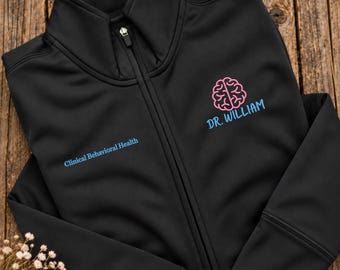 Custom Clinical Behavioral Health Full Zip Fleece Jacket, Embroidered Clinical Work Fleece Jacket