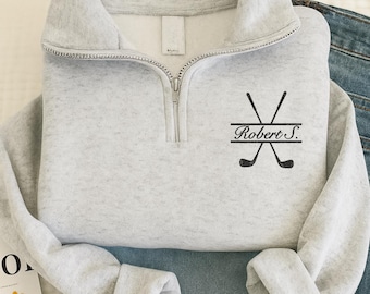 Sudadera de golf personalizada, jersey con cremallera hasta el cuello, regalo de golf personalizado, regalo para marido, N043