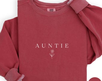 Comfort Colors® Auntie Shirt, Aunt Shirt, Floral Auntie, New Aunt Gift, Pregnancy Announcement, Gift for Aunt, Pregnancy Reveal, RZ819