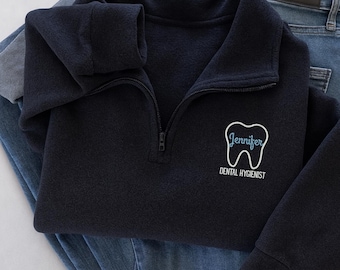 Sudadera con cremallera Dental Quarter, higienista dental personalizada, asistente dental personalizada, ropa de consultorio dental, regalo de dentista para ella, Q001