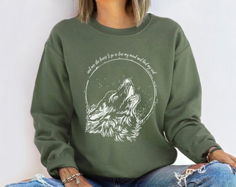 Wolf Moon and Stars Hoodie, Howling Wolf Hoodie, Camping Shirt, Wolf Shirt, Fall Hoodie, Wolf Lover Gift, Animal Lover Sweatshirt, RZ286