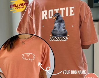 Camiseta personalizada para Rottweiler, con nombre personalizado, ideal como regalo para mamá y papá, unisex, cómoda, T130