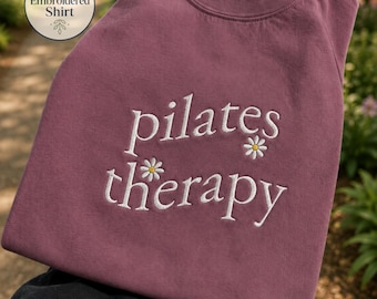 Embroidered Pilates Therapy Shirt, Pilates Instructor Fitness Lover Gift