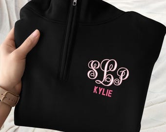 Logopeda bordado personalizado con cremallera de un cuarto, personalizado con nombre, regalo de graduación de logopeda, N029