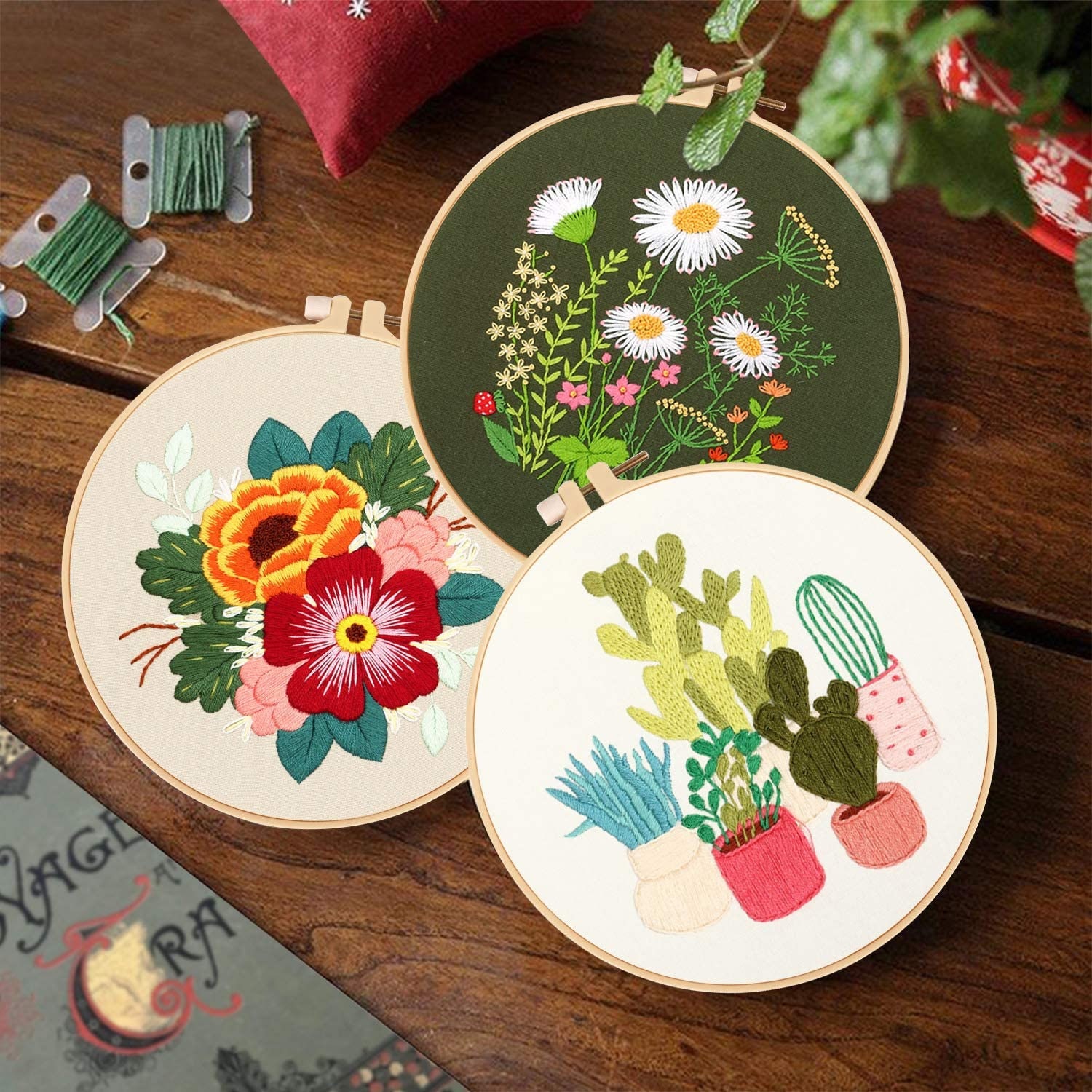 Embroidery starter kit 3 pack embroidery kit with floral or  etsy uk Embroidery starter kit 3 pack embroidery kit with floral or  etsy uk
