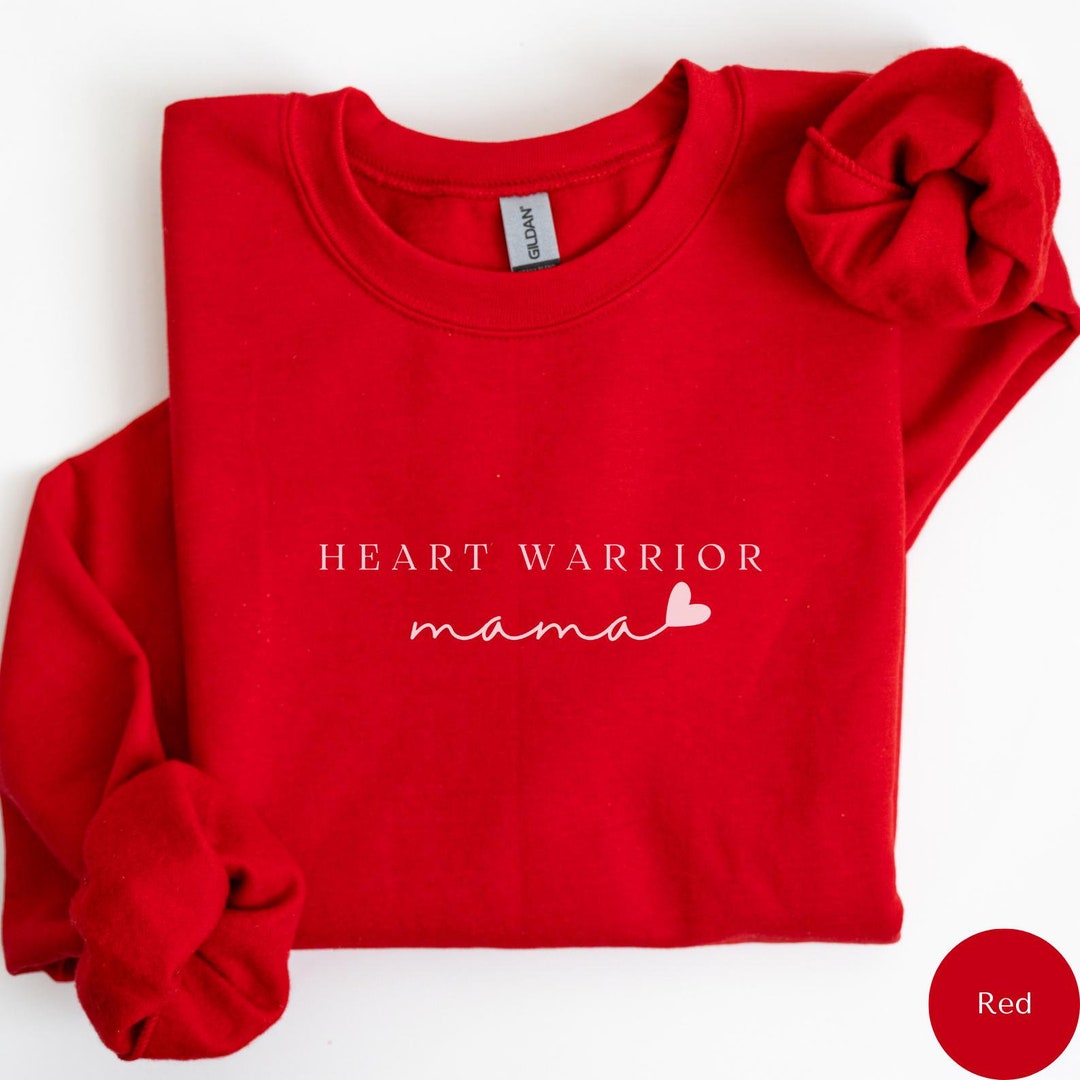 Heart Warrior Mama Sweatshirt, Open Heart Surgery Gift, Heart Mama ...