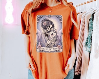 Husky Mom Tarot Card Shirt, Skeleton Dog Mom Tee, Husky Lover Gift, S153