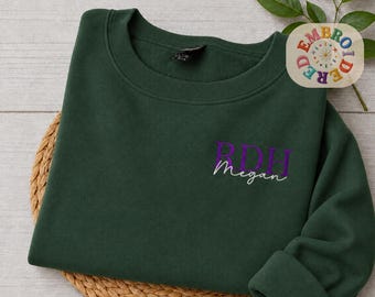 Embroidered RDH Custom Name Sweatshirt, Dental Hygiene Graduation Gift