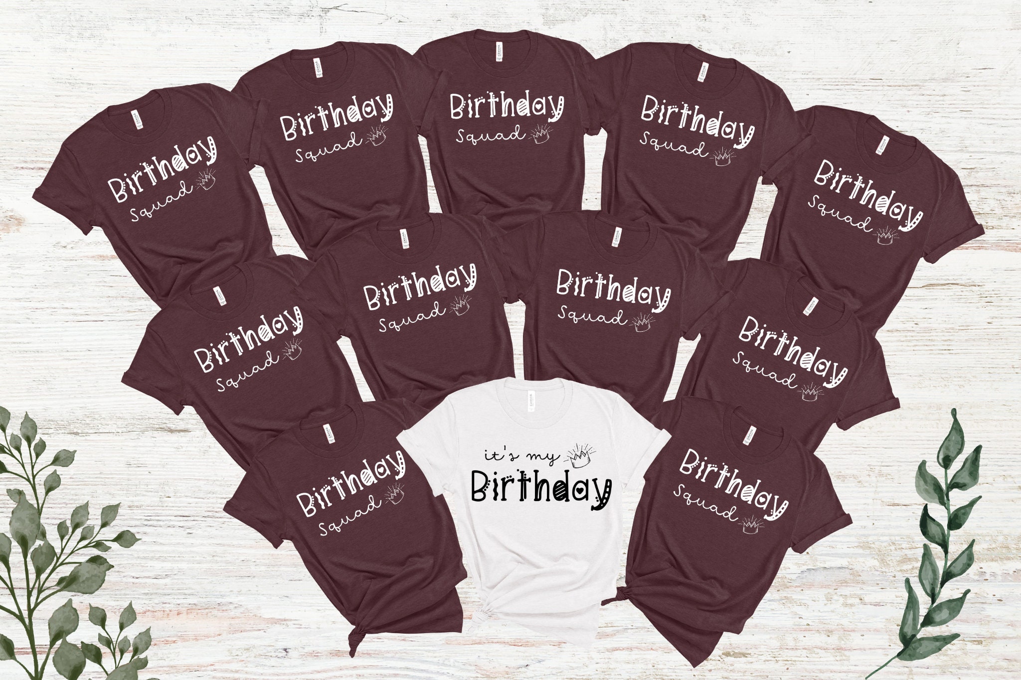 Personalized Text Name and Year Birthday Party Group Shirts