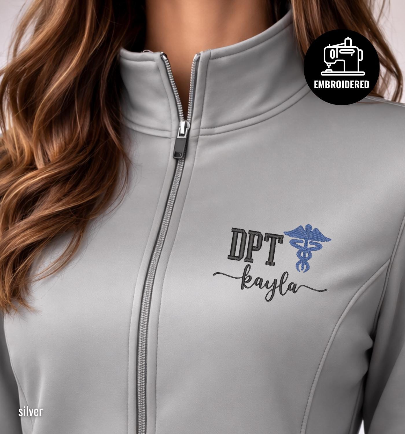 Dpt Merch Embroidered DPT Full Zip Women Sweatshirt, Personalized Physical ...