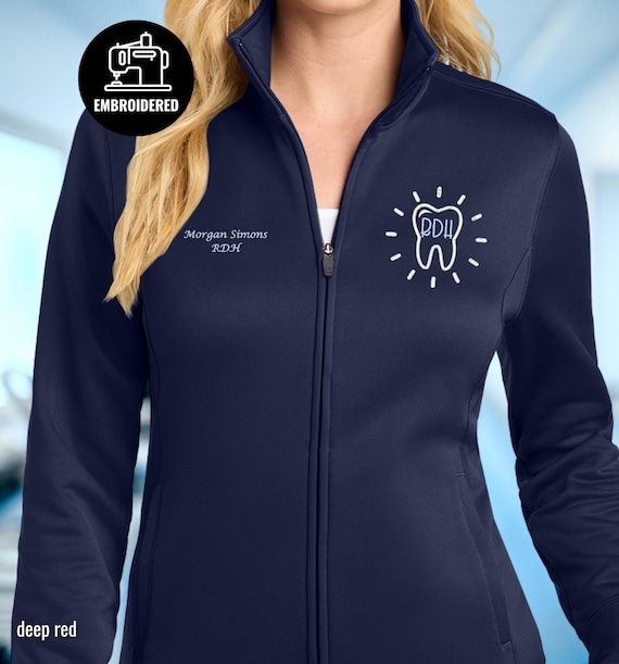 Personalized Dental Hygienist Full Zip Jacket, Embroidered RDH