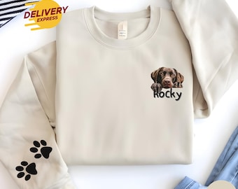 Personalisiertes Schokoladen Labrador Sweatshirt, benutzerdefinierte Labrador Retriever Geschenk, Hundename Rundhalsausschnitt, Schokoladen Labrador Hundeliebhaber Pullover, T165