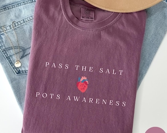 Pass the Salt POTS Syndrome Awareness Shirt, Comfort Colors Postural Orthostatic Tachycardia T-Shirt, Invisible Illness Support Tee, RZ850
