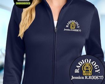 Embroidered Radiology Full Zip Fleece Jacket, Custom Name CT Scanner Jacket