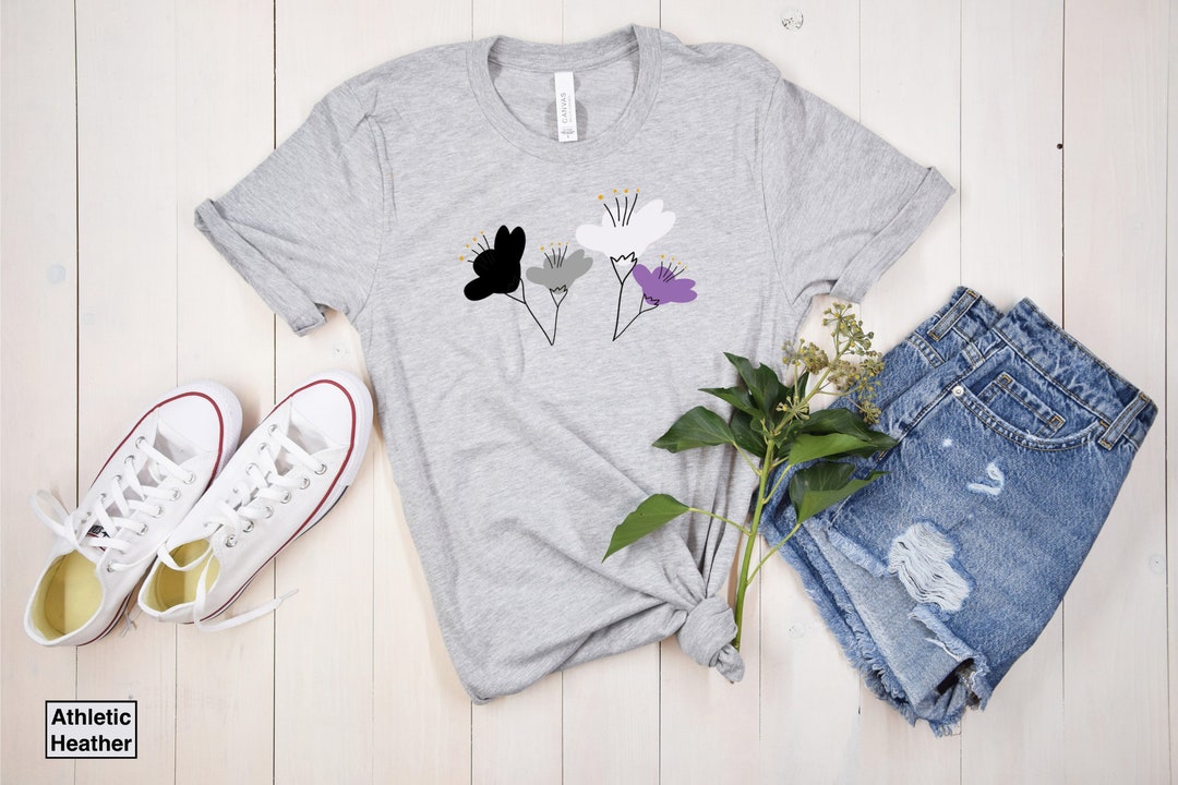 Asexual Pride Shirt, Flower Ace Flag Gift, LGBT Subtle Pride Month, LGBTQ Present, Discreet Asexuality Awareness, Gender Neutral, RZ196