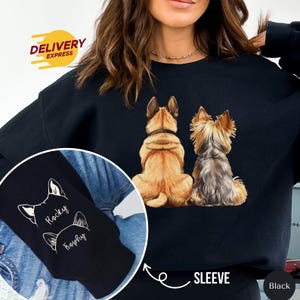 Personalized Dog Back Shirt, Dog Ear with Name on Sleeves, Custom Dog Shirt, Personalized Pet, Custom Photo Graphic, Dog Memorial Gift, T101
