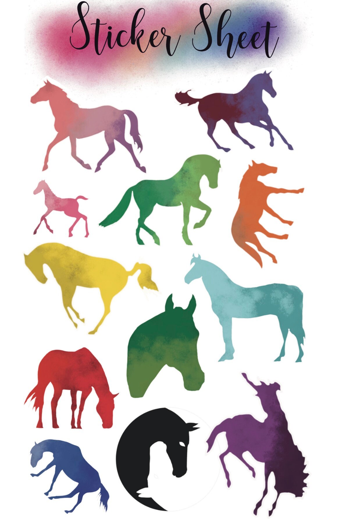 Rainbow Horse Print Sticker Sheet Laptop Sticker Planner | Etsy