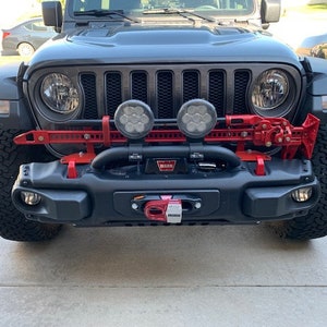 Jeep Wrangler Locking Jack Mount JL, JLU, Gladiator &quot;JACKPACK&quot; Hi Lift Mopar Steel Front Bumper 18&#39;-23&#39;
