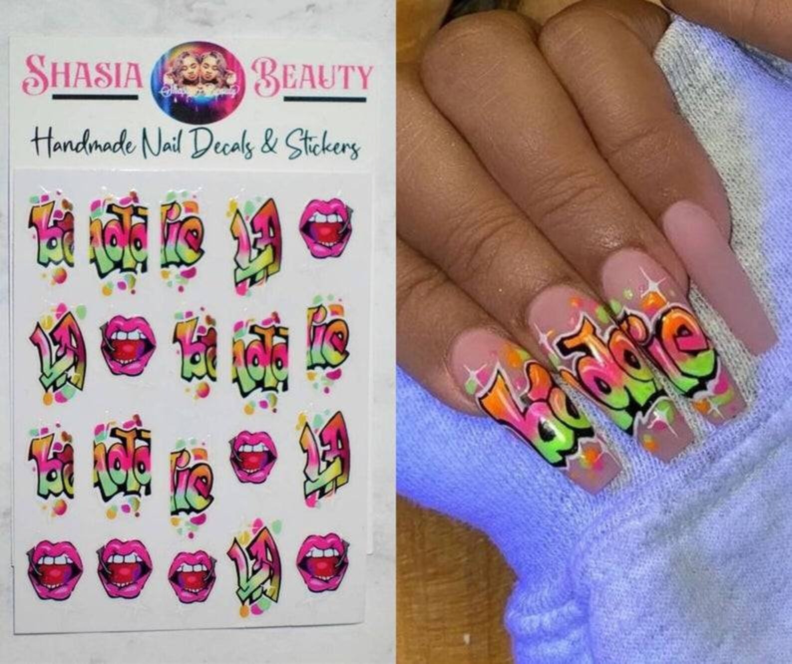 Baddie Nail Decals And Stickers Shasia Beauty Etsy