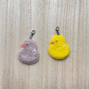 Hand Beaded Rubber Duck Keychains