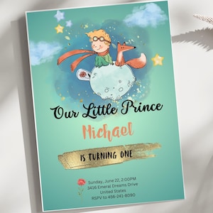 Invito di compleanno modificabile Il piccolo principe / Invito personalizzato per feste per bambini / Download digitale personalizzato / Modello stampabile per ragazzi