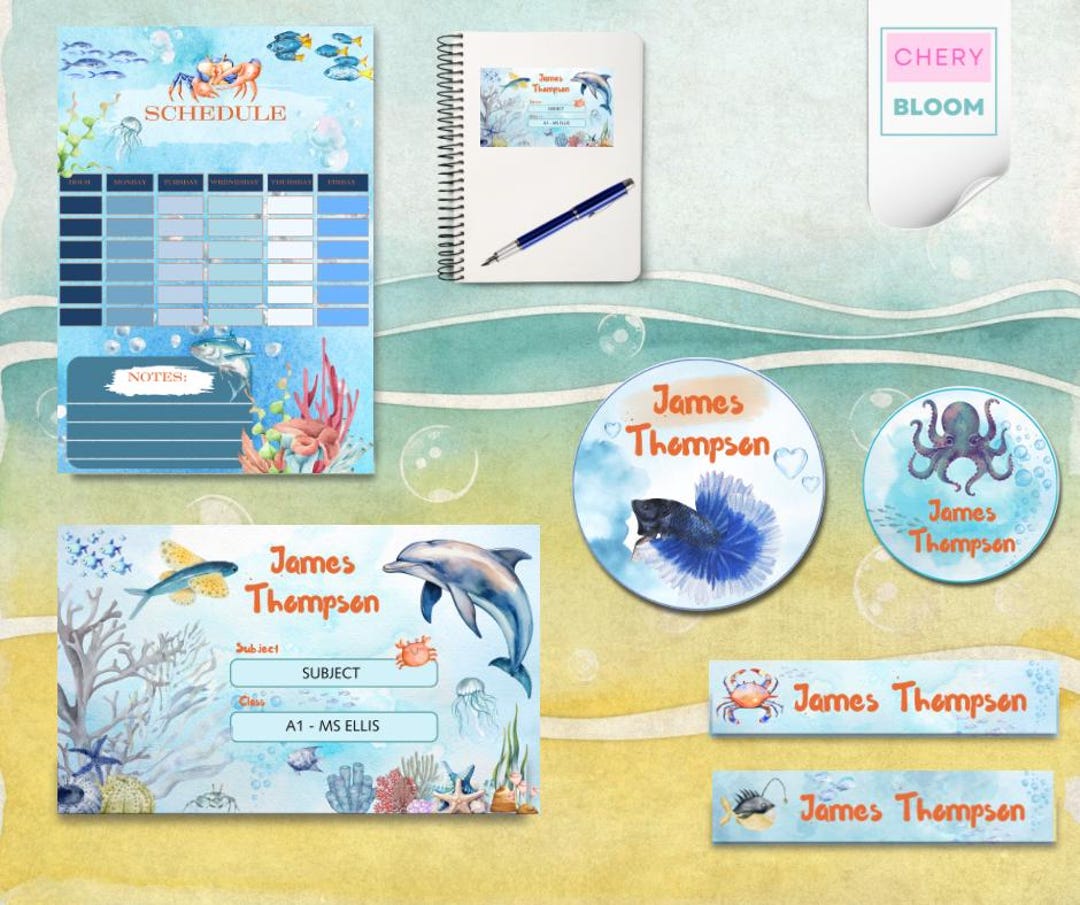 Personalized Kids School Name Labels | Editable Name Tags for Notebooks ...