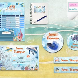Personalized Kids School Name Labels | Editable Name Tags for Notebooks & Supplies | Printable Canva Template