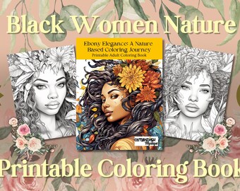 Ebony Elegance: A Nature Based Coloring Journey - Printable Adult Coloring Book