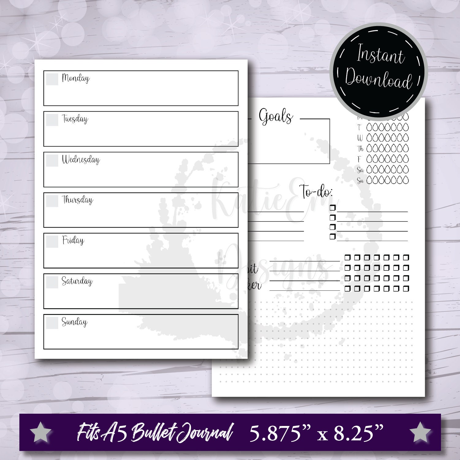 Basic Weekly Planner Layout: Rectangles Undated Printable - Etsy