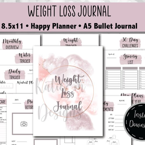 Weight Loss Journal Fitness Planner Printable Fitness Etsy