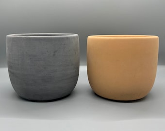 Large Concrete Planter Set of 2 | Minimalist plant Pot |  Boho Planter with Drainage | Modern Indoor Planter | Flower Pot | 4 Inch Pots